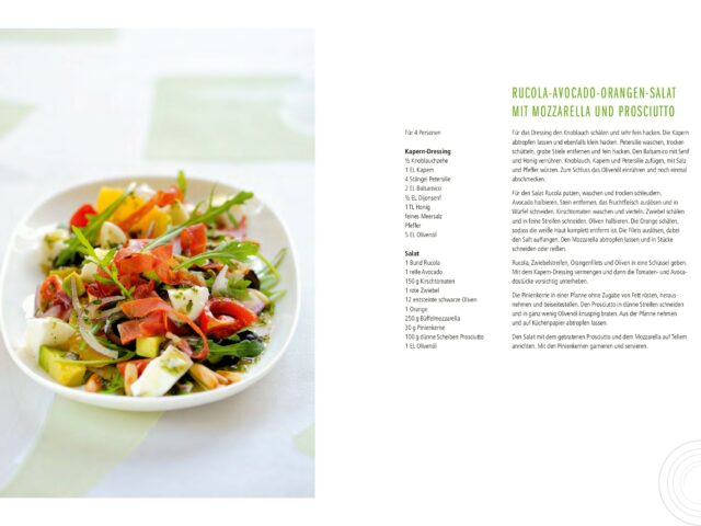 Rucola-Avocado-Orangen-Salat mit Mozzarella und Prosciutto © Murmelz
